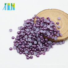 Venta al por mayor Z48-Dark Blue Purple ABS Flatback Half Round Nail Pearl Beads